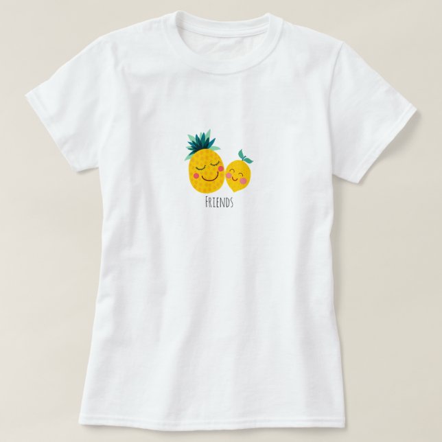 Camiseta básica para mujeres con amigos de piña y  (Diseño del anverso)