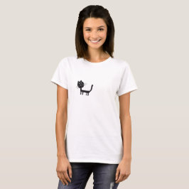 Camiseta básica para mujeres de gato negro, blanco