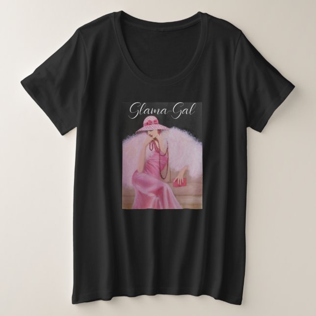 Camiseta básica para mujeres de Glama Gal Plus-Siz (Anverso del diseño)