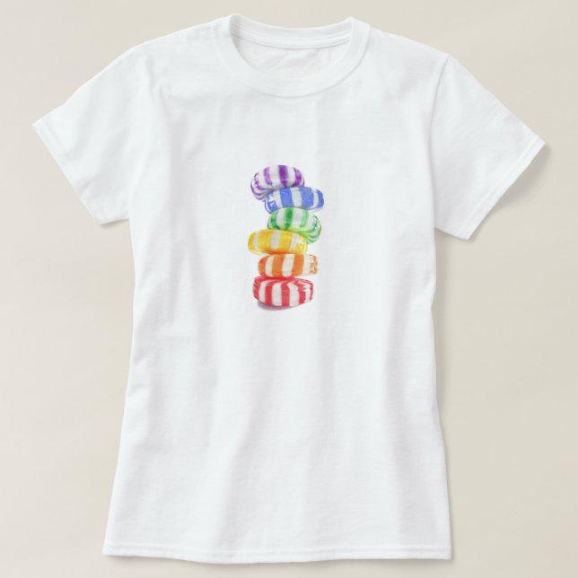 Camiseta básica para mujeres de RAINBOW CANDY (Diseño del anverso)