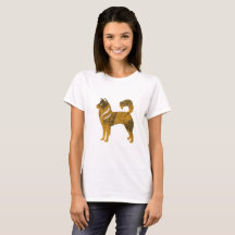 Camiseta básica para mujeres Husky de perro dorado