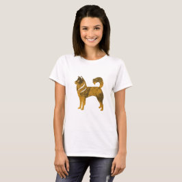 Camiseta básica para mujeres Husky de perro dorado