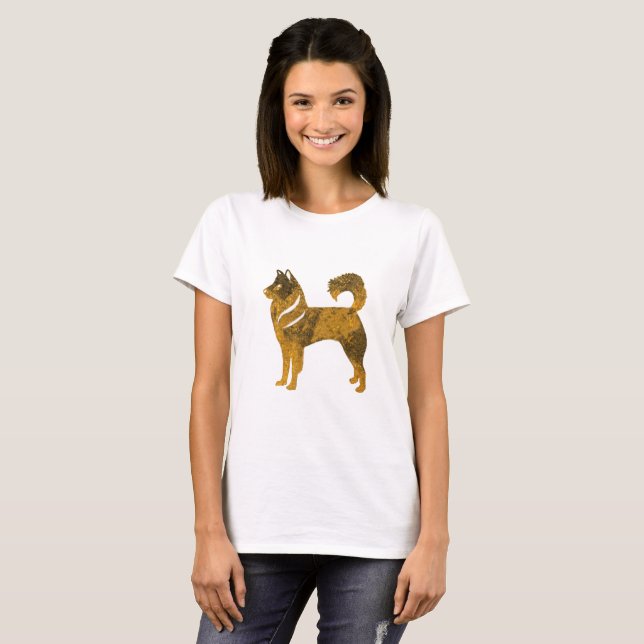 Camiseta básica para mujeres Husky de perro dorado (Anverso completo)