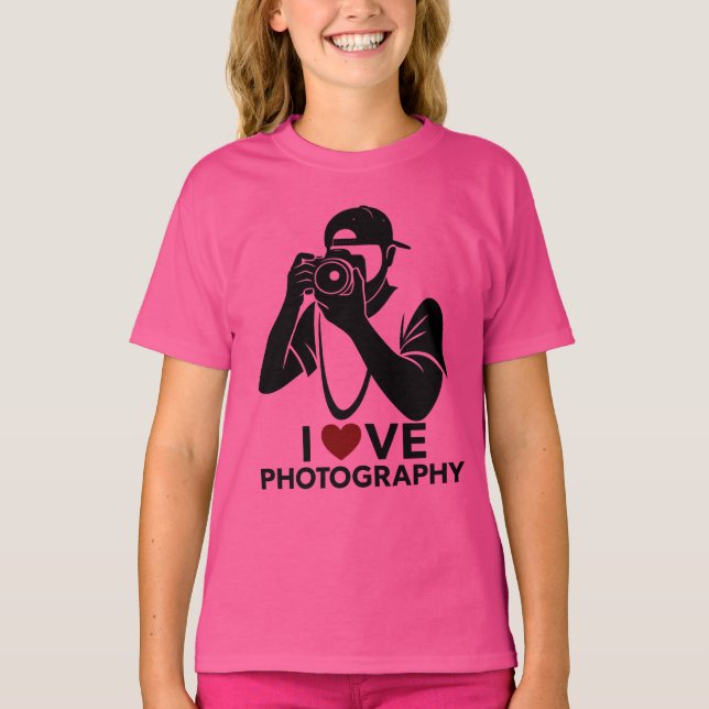 Camiseta básica para niñas con diseño de corazón r (Anverso)