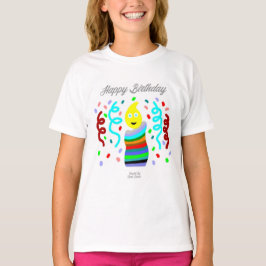 Camiseta básica para niñas Felicitaciones con vela