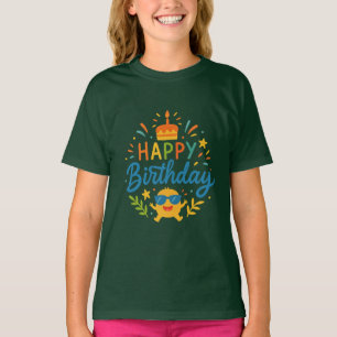 Camiseta básica para niñas Feliz Cumpleaños Cute S