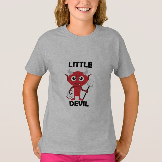 Camiseta básica para niñas Little Devil (Anverso)