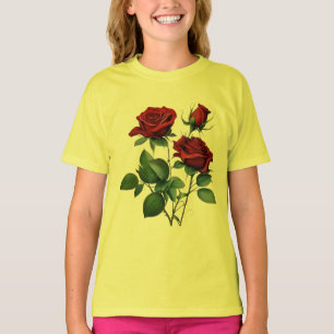 Camiseta básica para niñas Red Rose