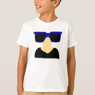 Camiseta básica para niños con bigote y gafas