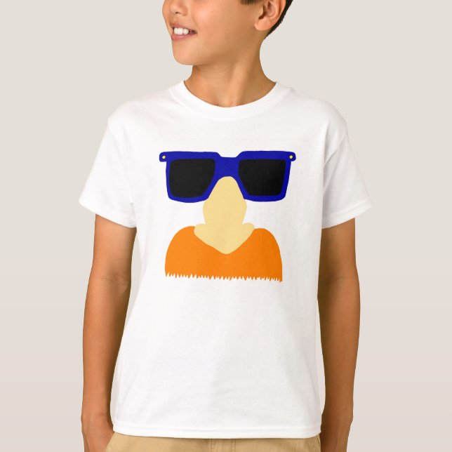 Camiseta básica para niños con bigote y gafas (Anverso)