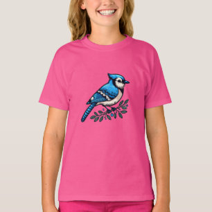 Camiseta básica para niños con pájaro de Jay azul