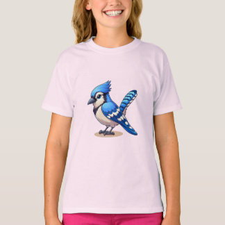 Camiseta básica para niños con pájaro de Jay azul