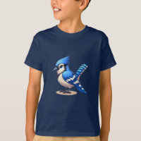 Camiseta básica para niños con pájaro de Jay azul