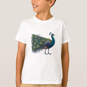 Camiseta básica para niños de ave pavo real