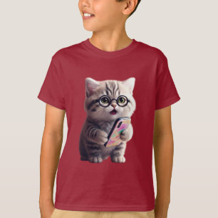 Camiseta básica para niños de gato parlante con ga
