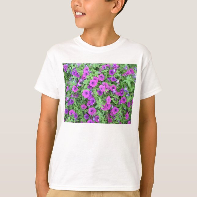 Camiseta básica para niños de Petunias púrpura (Anverso)
