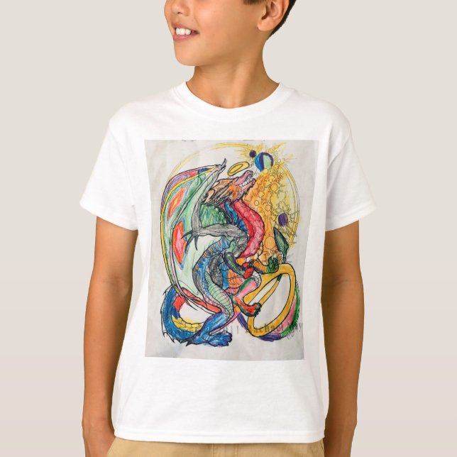 Camiseta básica para niños dragones (Anverso)