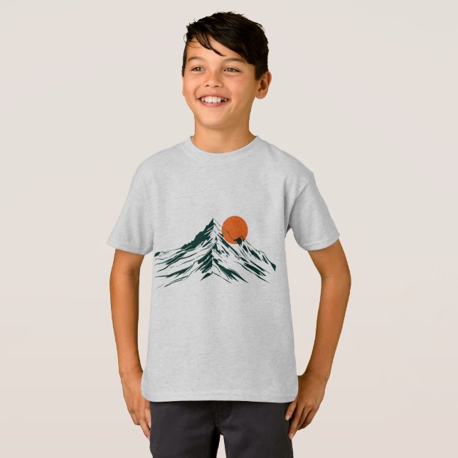 Camiseta básica para niños paisajistas (Anverso completo)