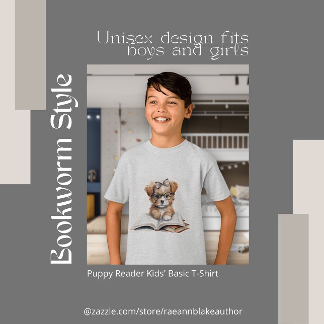 Camiseta básica para niños Puppy Reader (Subido por el creador)