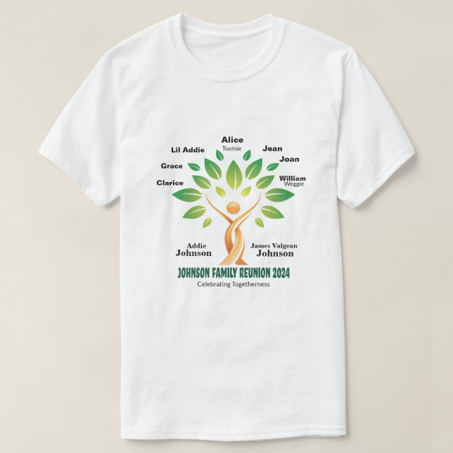 Camiseta básica para Reunión de Familia Johnson (Diseño del anverso)