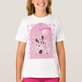 Camiseta básica rosa de niña Minnie mouse nombre e