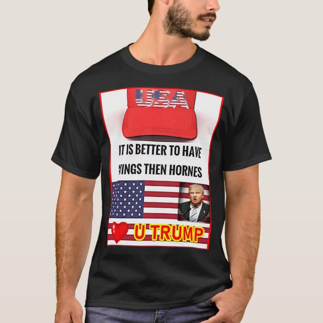 Camiseta básica y oscura de Trump (Anverso)