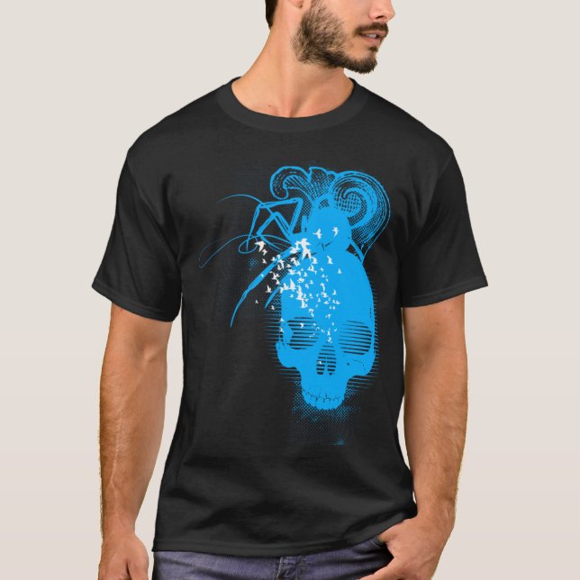 Camiseta BasicBlk SpiderSkull (SkyBlue) (Anverso)