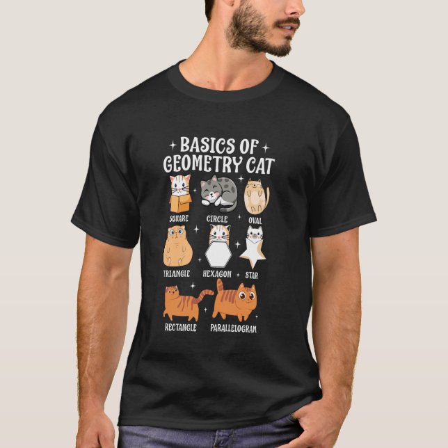 Camiseta Básico De Geometría De Gato Profesor De Matemática (Anverso)