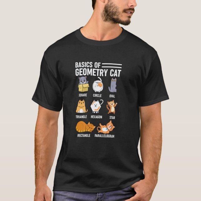 Camiseta Básico De Geometría De Gato Profesor De Matemática (Anverso)