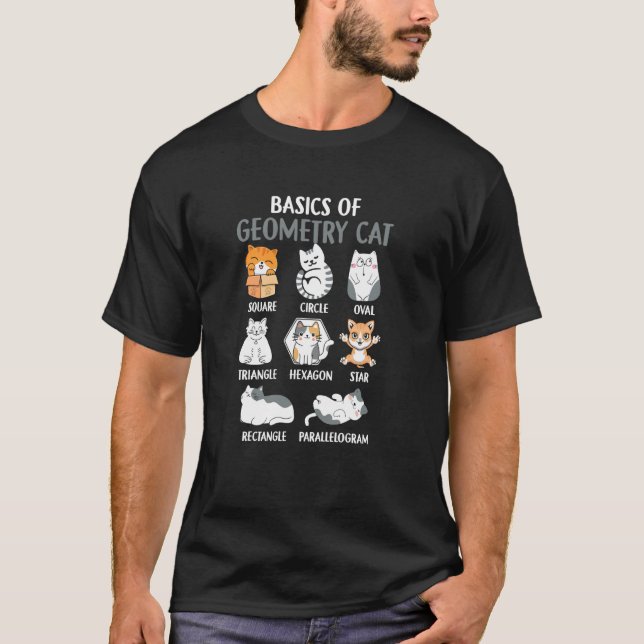 Camiseta Básico De Geometría De Gato Profesor De Matemática (Anverso)