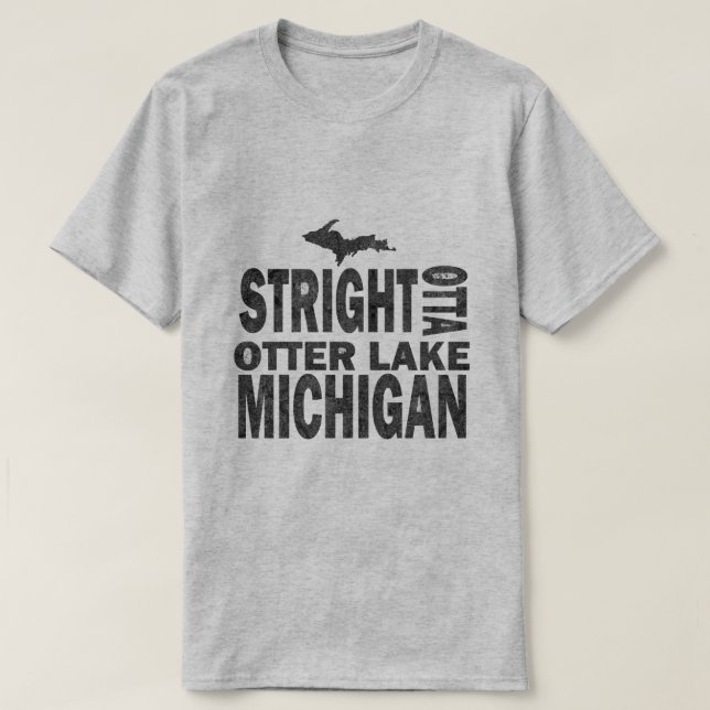 Camiseta Básico gris divertido del lago Michigan de la (Diseño del anverso)