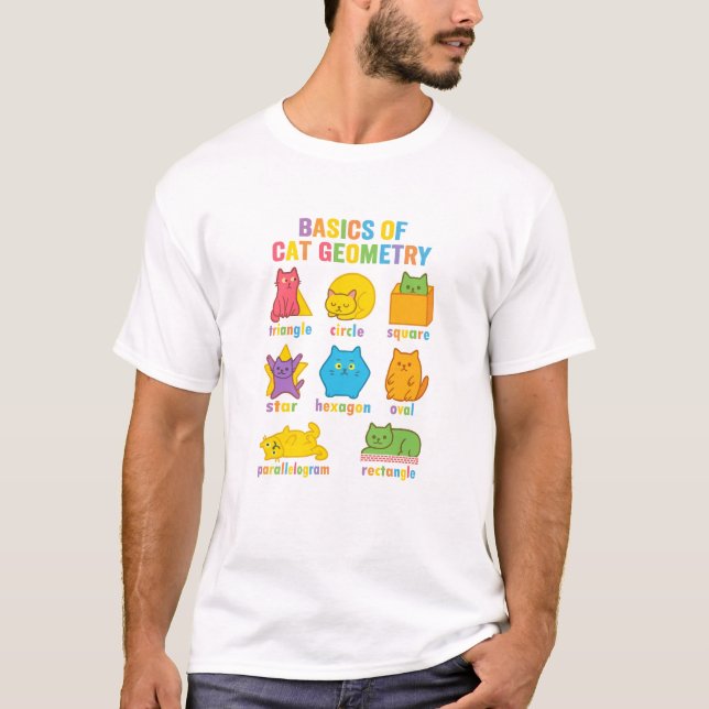 Camiseta Básicos Divertidos de la Geometría de Gatos Matemá (Anverso)