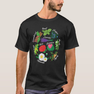 Camiseta Basil Geranium Pl Rosa de la hierba de aceite esen