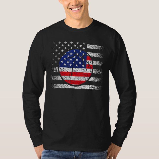 Camiseta Basketball American Flag 4th Of July USA Sports Te (Anverso)