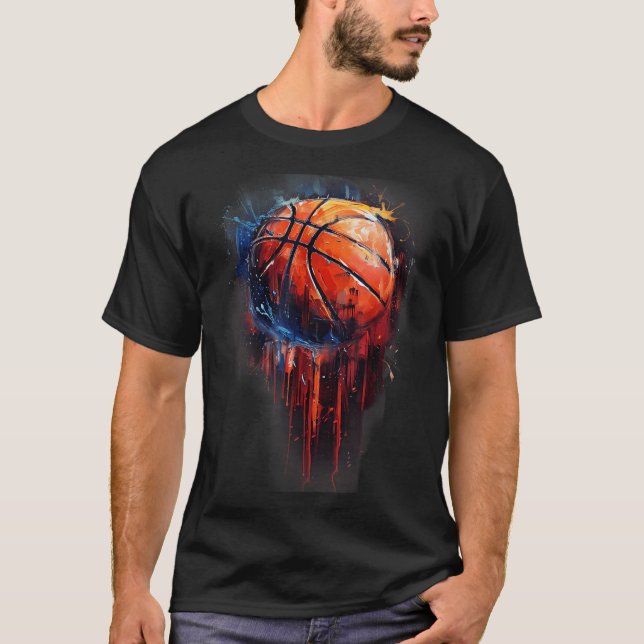 Camiseta Basketball Artwork Basketball Hoop Watercolor Coló (Anverso)