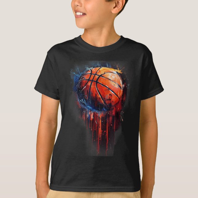 Camiseta Basketball Artwork Basketball Hoop Watercolor Coló (Anverso)