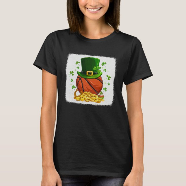 Camiseta Basketball Ball Leprechaun Hat Shamrock Irish St P (Anverso)