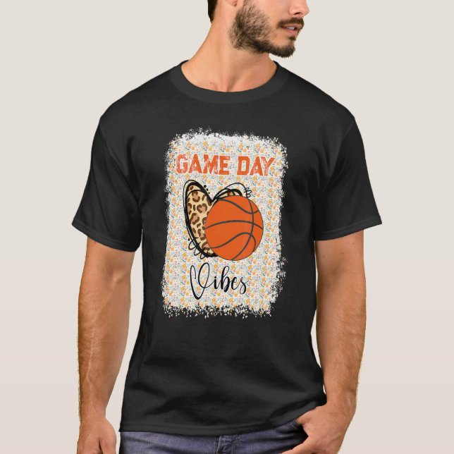 Camiseta Basketball Bleached Game Day Vibes Basketball Mom  (Anverso)