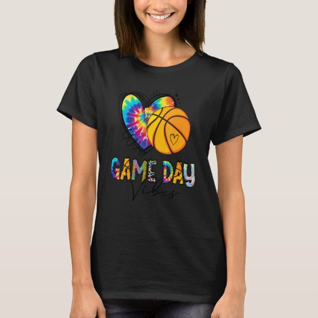 Camiseta Basketball Game Day Vibes Basketball Mom Tie dye (Anverso)