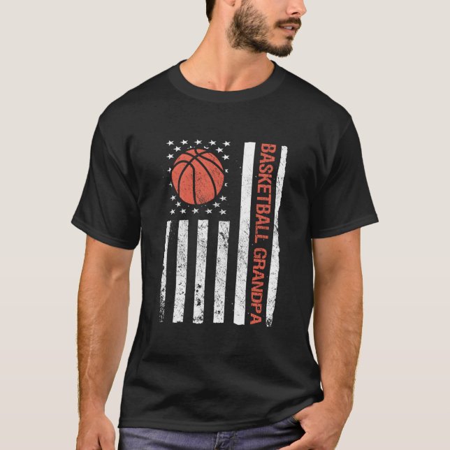 Camiseta Basketball Grandpa Usa American Flag (Anverso)