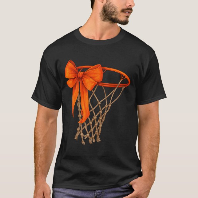 Camiseta Basketball Hoop With Bow Cute Basketball Aesthetic (Anverso)