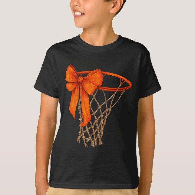 Camiseta Basketball Hoop With Bow Cute Basketball Aesthetic (Anverso)