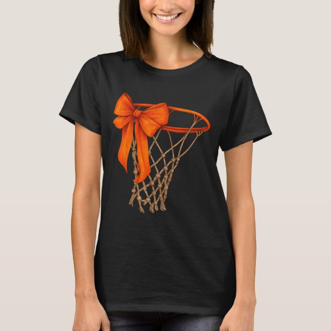 Camiseta Basketball Hoop With Bow Cute Basketball Aesthetic (Anverso)