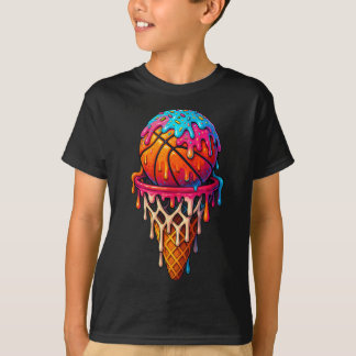 Camiseta Basketball Ice Cream Drip For Boys Girls Youth Bas
