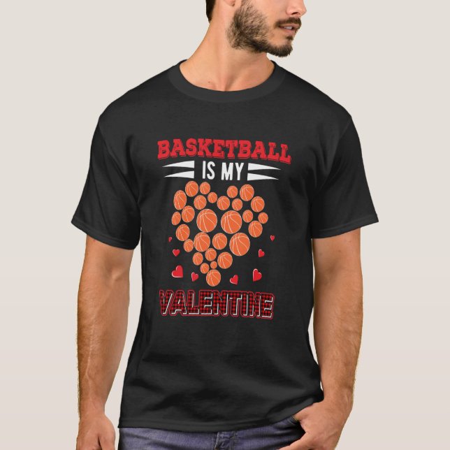 Camiseta Basketball Is My Valentine Cute Balls Hearts Shape (Anverso)