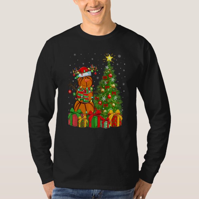 Camiseta Basketball Lighting Xmas Tree Snowman Basketball C (Anverso)