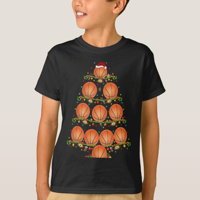 Camiseta Basketball Lights Xmas Santa Basketball Christmas  (Anverso)