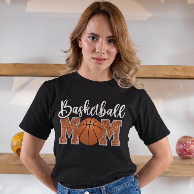 Camiseta Basketball Mom cute bright Orange text (Subido por el creador)