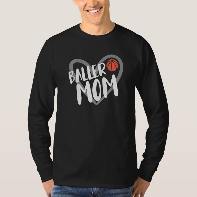 Camiseta Basketball Mom Heart Baller Mom  (Anverso)