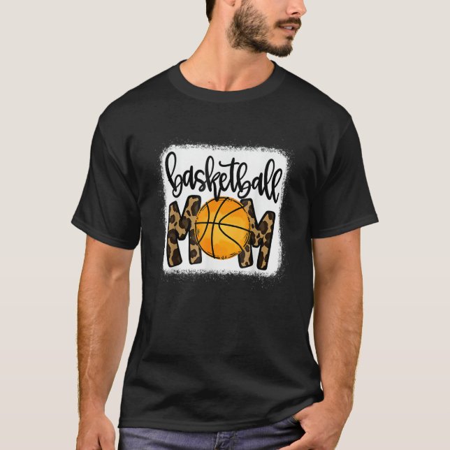 Camiseta Basketball Mom Leopard Basketball Mama Game Day Ba (Anverso)
